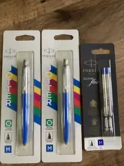 Parker Original JOTTER Ballpoint Pen( Blue ) Medium Blue, 2 Pens+2 Refills