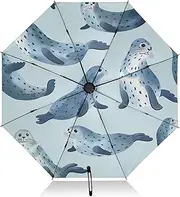 [RPLIFE] Compact Umbrella, Umbrellas for Rain Windproof, Automatic Open/close, Compact Size for Women Backpacks/Handbags, Seal Blue