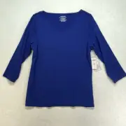 New Chico's top Womens M Touch Of Cool High Wide V Tee 3/4 sleeve basic knit