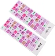 Veemoon 2 Sheets English Keyboard Stickers of Macaron Decals for Laptop Fit for Layout Easy to Apply Remove for Language Learning Communication