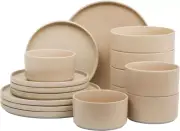 Tatum Premium Porcelain Matte Reactive Glaze 16-Piece (Service for 4) Plates and