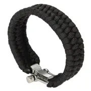 Parachute cord Survival Bracelet with metal clips black color O7Q84245