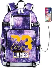 Ansigeren Basketball Player 23 Multifunction Backpack Travel Student Backpack Fans Bookbag For Men Women