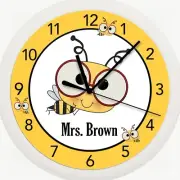 Personalized Clock - Bumble Bee Clock, Teacher Gift, Classroom, Bee, Yellow
