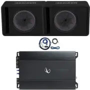 2x Kicker 12" 1000W Max Vented Enclosure Subwoofer, 300W Peak Compact Amplifier