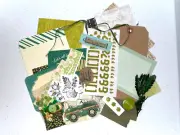 50 pc Junk Journal Ephemera, Green With Envy Themed Bundle, Scrapbooking