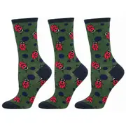 3x Socksmith Ladies Novelty Fashionable Trendy Socks Ladybugs Green