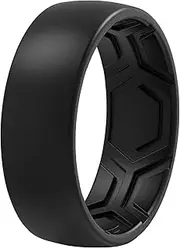 [ThunderFit] Silicone Rings for Men 4 Pack & Singles - Flat Top Angled Edge Rubber Wedding Bands