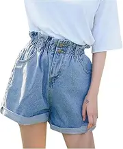 [Generisch] Jeans Shorts Cut Women's High Waist Denim Shorts Summer