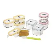 Glasslock - Baby Food Container 9pc Set with Silicone Spoon