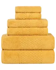 Superior Playa Zero Twist Cotton Medium Weight Solid Waffle Textured 6pc Towel Set set of 6 NoColor