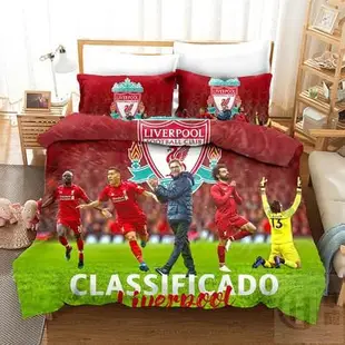 5.1x6.4尺 利物浦 足球主題 巴塞羅那 床包 172x218cm 床包組 被套三件組/印花 1個被套+2個枕套