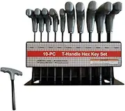 10-Piece Wrench Hex Key Industrial Hex Wrench Hand Tools,T Handle Hex Key Set for Automotive Repairs, Metric,Long Arm Hex Key Wrench Set,Repairing Wrenches End Hex Wrench Chrome Set