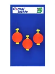 Comal Tackle, Round Snap-On Foam Fish Float Bobber, 1”, Orange, Qty 3