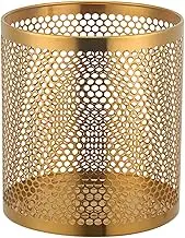 ＫＬＫＣＭＳ Trash Can Rubbish Bin Waste Paper Basket Practical Easy Clean Garbage Bin Mesh Wastebasket for Bedroom Dorm Bathroom Office, Gold