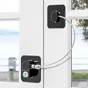 Refrigerator Lock (2 Pack), Baby Proof Cabinet Locks with Keys, Freezer Lock and Child Safety Cabinet Lock, Fridge Latch for, Double Door, French Door, Cabinets, Drawers, Oven, Windows (New Black)