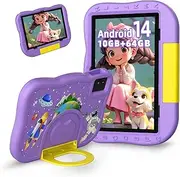 Android 14 Tablet for Kids 10 Inch, 10+64GB Octa-Core, 1TB SD Card Expandable, Parental Control, Dual Camera, Kids Tablet with Case, WiFi 6, Great Kids (Purple)