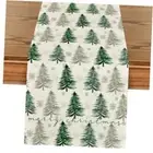 Xmas Trees Snowflake Christmas Table Runner, 13" x 72", Table Runner Green