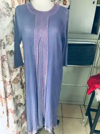 在飛比找Yahoo!奇摩拍賣優惠-日本假二件洋裝 淺紫色 新 曰本掣 伸縮布 free siz
