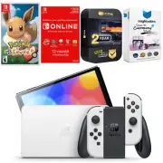 Nintendo Switch White OLED + Pokemon: Let's Go, Eevee! + NSO 1 Year Membership