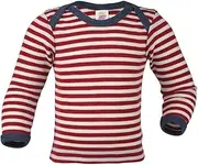 [Engel] 100% Merino Wool Striped Baby T-Shirt Thermo Underwear (74/80, Red Melange/Natural), Red Melange/Natural, 6-12 Months