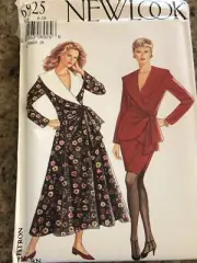 NEW LOOK #6925 - LADIES SHAWL COLLAR DRESS - JACKET & SKIRT PATTERN 6-16 FF