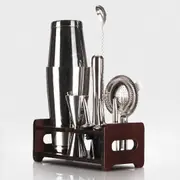 ACA 10Pcs Cocktail Shaker Set Maker Mixer Martini Spirits Bar Strainer Bartender Stand Kit Chrome Silver Halloween Gift Delivery