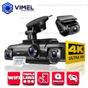 WIFI Triple Dash Camera Vehicle Security System 128GB Front Rear Lens UHD 4K