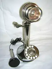 ANTIQUE / VINTAGE LOOK SILVER FINISH CANDLESTICK TELEPHONE ROTARY DIAL