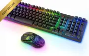 Wireless Gaming Keyboard & Mouse RGB Backlit Rechargeable for PC
