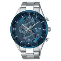 在飛比找momo購物網優惠-【ALBA】送禮首選 三眼計時男錶 不鏽鋼錶帶 藍 防水50