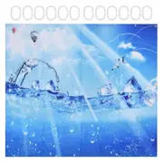 Shower Curtain Polyester Fiber Waterproof Colorful Printing with 12pcs Hook for Home Bathroom180x180cm