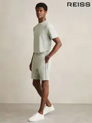 Reiss Sage Green Phoenix Textured Tape Drawstring Shorts (AY3379) | $155