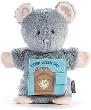 DEMDACO Love to Play Soft Polyester Story Book and Plush Mouse Hand Puppet, 2 Piece Set Grey and Pink, Hickory Dickery Dock