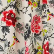 Candid Moment Ebony Oriental Floral Bird Fabric