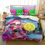 v529 Bed Sheets Printed Game Splatoons Bedding Set Duvet Cover Bedroom Comforter Single Twin King Size Quilt Cover Home Textile 3-Piece Bedding Set (1