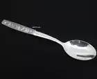 Pure 999 Fine Silver Spoon Healthy Dinnerware Lotus Fish Handle Spoon 5.1inch