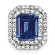 14k White Gold 5/8 Ct. Lab Grown Diamond VS/SI+ G+ and Lab Created Blue Sapphire Chain Slide Pendant
