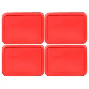 Pyrex 7210-PC Red Rectangle Plastic Storage Replacement Lid Cover (4-Pack)