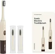 Todetana Rechargeable Electric Toothbrush with ultrasonic Vibration, Multiple Brush Heads, Brown with 6 Cleaning Modes.