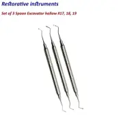 Set of 3 Spoon Excavator Decay Carious Remover Dental Enamel Tooth Restorative