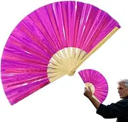 [Bsbkoj] Large Holographic Folding Handheld Fan, 25.2x12.99x0.39 inches Decorative Lightweight Folding Fan, Festival Club Event Prop, Dance Performance Accessory for Men, Women