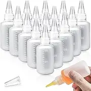 Heatoe 20 Pack 2oz Squeeze Bottles,Plastic Mini Empty Squirt Bottle with Attachable Cap Lids,Nice for Crafts,Art,Glue,Multi-Purposes Set and More