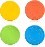 4 PCS Dog Frisbee, 7 Inch Non-Toxic Rubber Flying Discs Frisbee Dog Toy Indestructible for Outdoor Fun Training and Exercise (Blue, Orange, Yellow, Green)