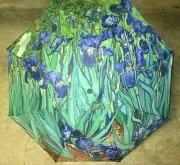 Irises Flowers by Vincent Van Gogh Compact Travel Umbrella Black Blue Free Ship