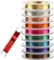 LEMESO 10 Pack 0.3 mm Jewelry Beading Wire Assorted Colors Craft Copper Wire for DIY Jewelry Baralect Making Supplies