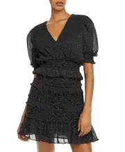 The East Order Women's Black Behati Smocked Polka Dot Cropped Top - S - Black