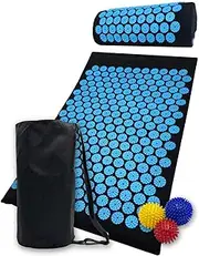 Acupressure Mat and Pillow Set for Lower Back Pain Relief & Muscle Relaxation - Acupuncture Mattress + Spiky Ball Massage Set for Back, Neck & Sciatic Nerve Pain - Relieves Tension at Pressure Points