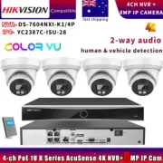 Hikvision Compatible 8MP ColorVu 4K IP Camera DS-7604NXI-K1/4P CCTV System Lot