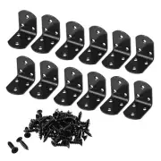 12pcs Corner Brace Angle Bracket Fastener L Shape 50x50x37mm Round End w/ Screw